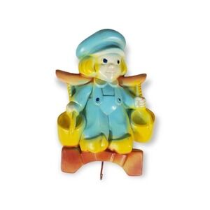 Vintage Studio‎ Chalkware Dutch Boy Mid Century Kitsch Plaque Airbrush paint
